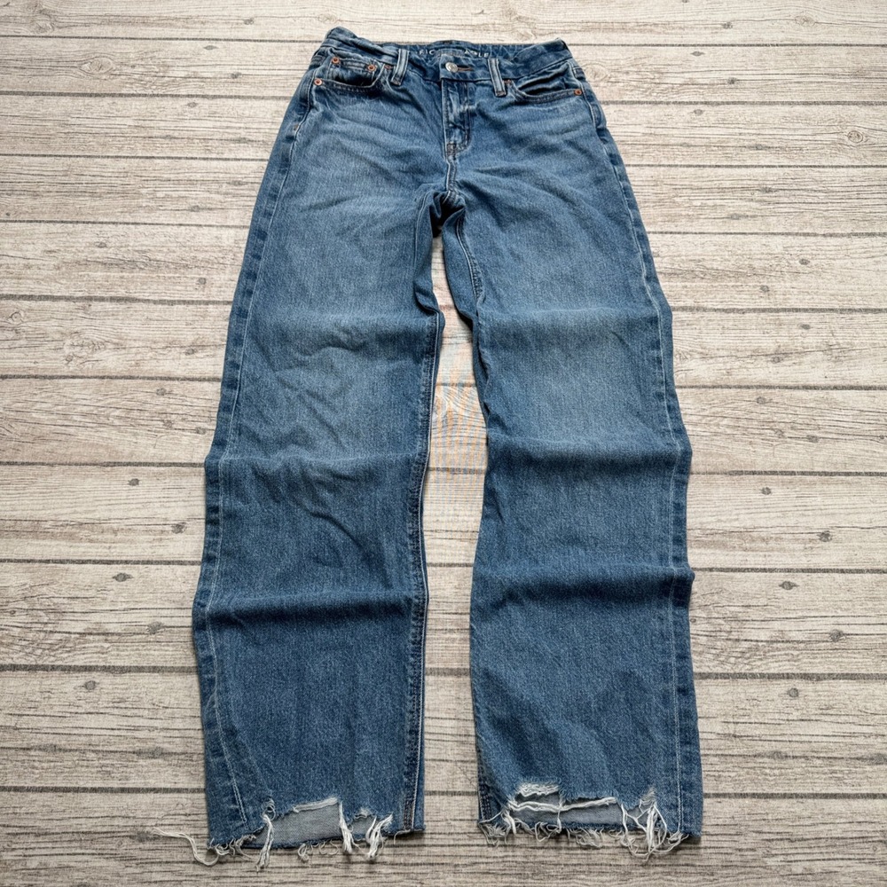 American Eagle Jeans Women's 000 Blue Denim Strigid High Rise Bootcut Relaxed